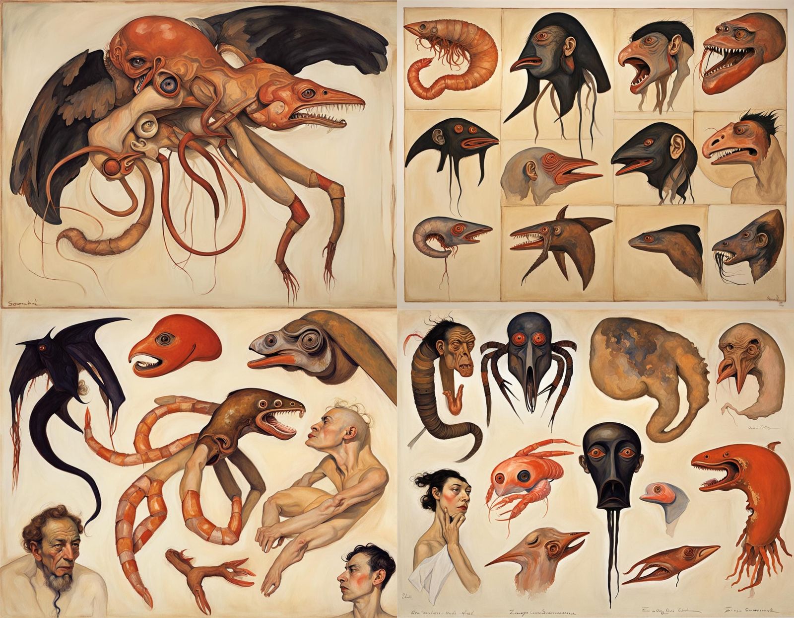 Grotesque Mutant Chimera Inspired by Surrealist Masters