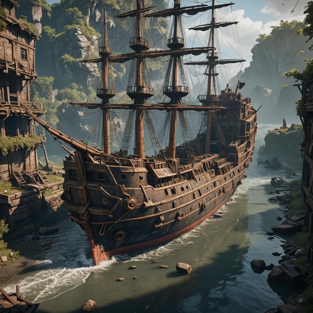 Abandoned Ship in 3D Cinematic Style