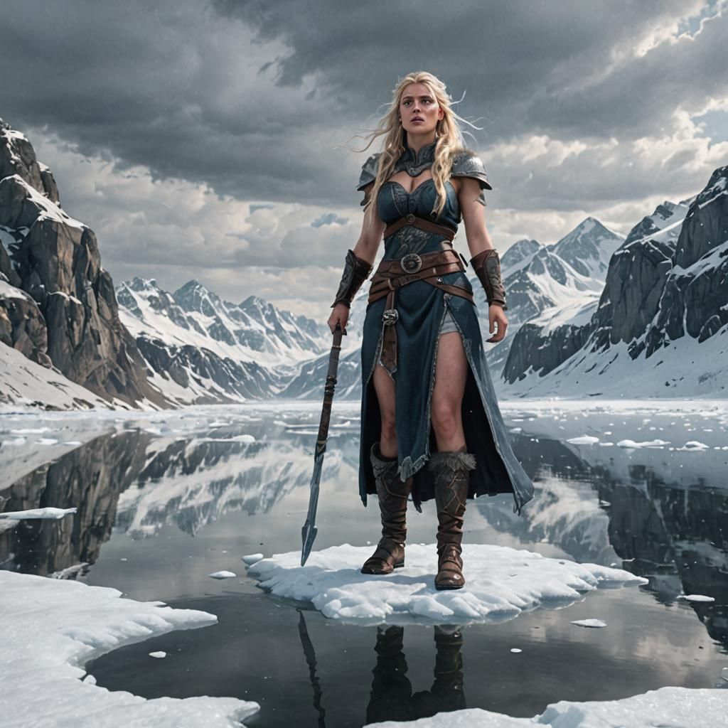 Giantess Looms Over Frozen Norse Lake