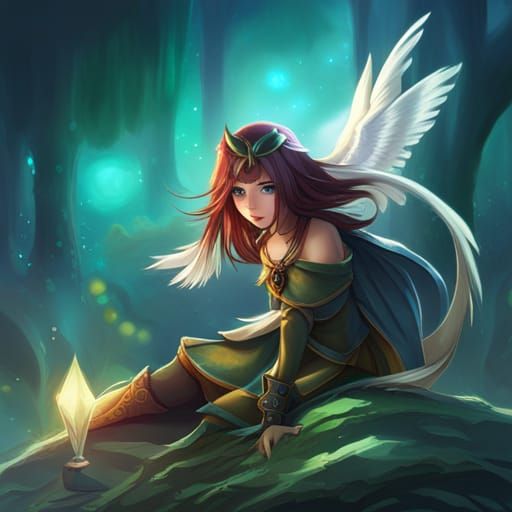 Anthro Bird Humanoid in Anime Matte Painting