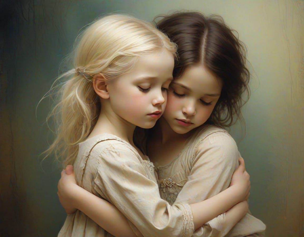 Sisterly Love in a Whimsical Scene