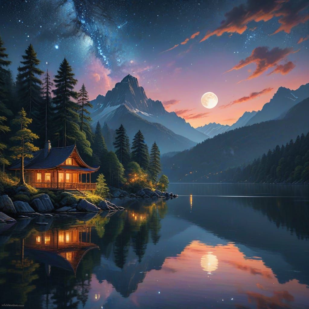 Tranquil Alpine Serenity in Soft Brushstrokes