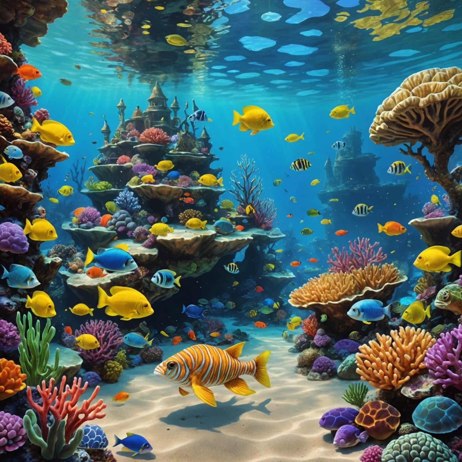 a huge aquarium featuring an impressive underwater scene she...