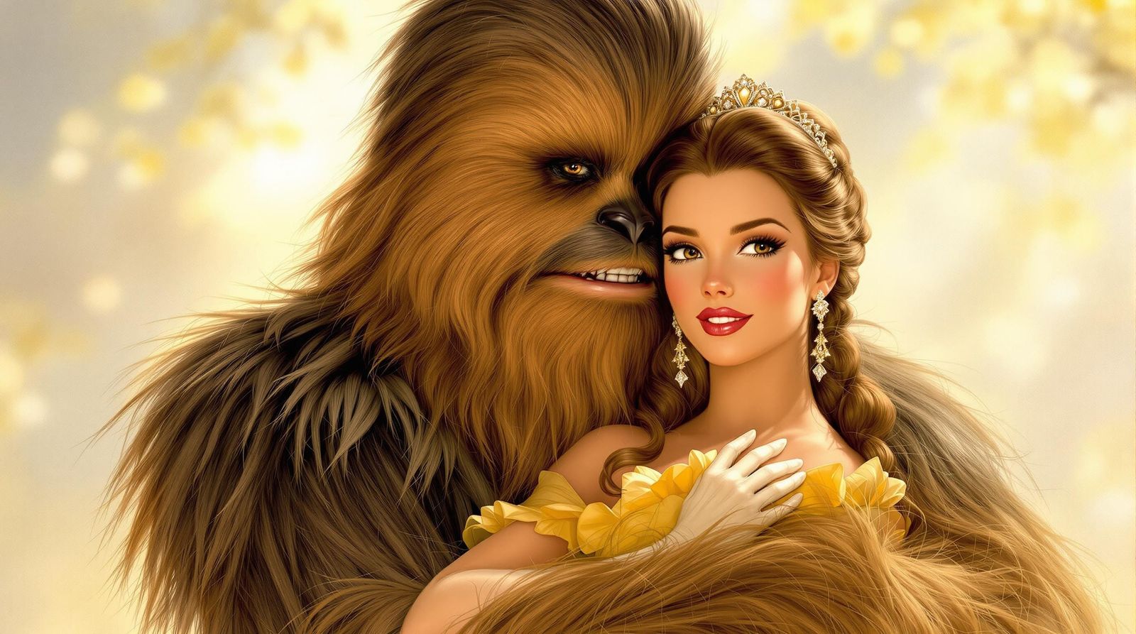 Classic Pin-Up Beauty Embracing a Furry Friend