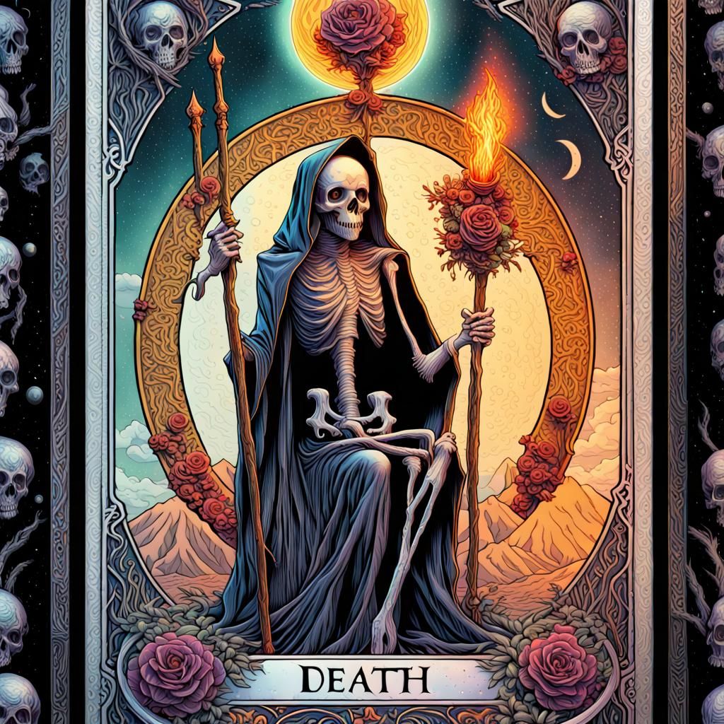 Death Tarot Card: Holographic Astral Illustration