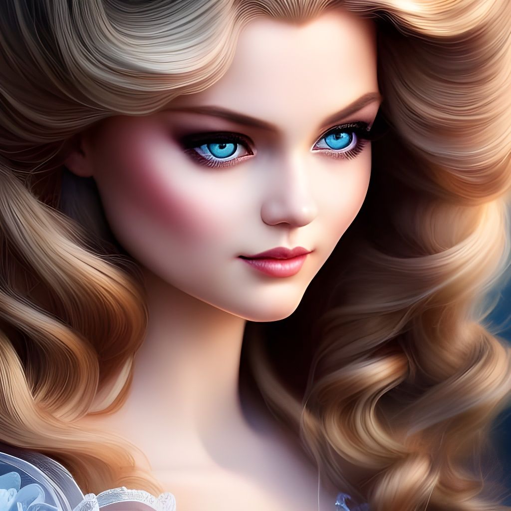 Detailed Portrait of Princess Cinderella in Digital Art Styl...