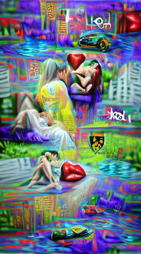 Vibrant 3D Art: Holographic Lost Love in Pop Art Style