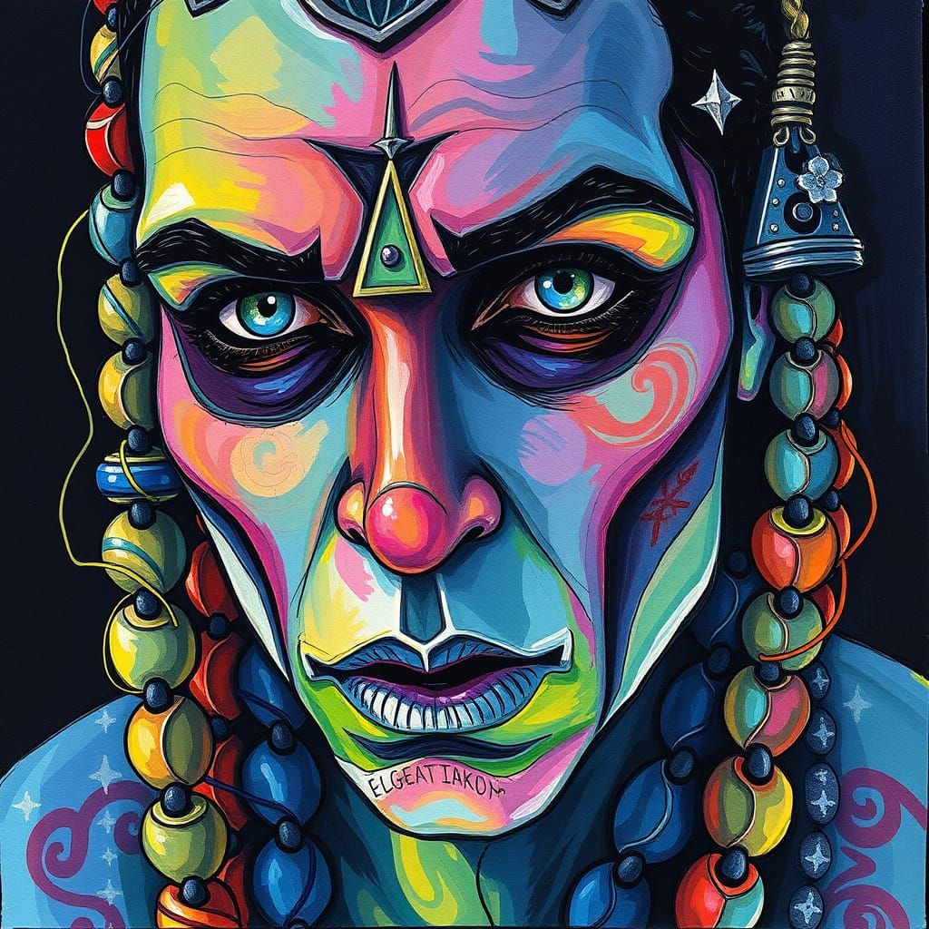 Voracious Totem God in Abstract Portrait Style