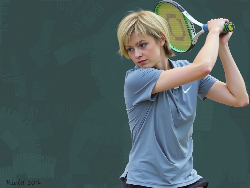 Tennis Player in Pastel Style with Expressive Strokes