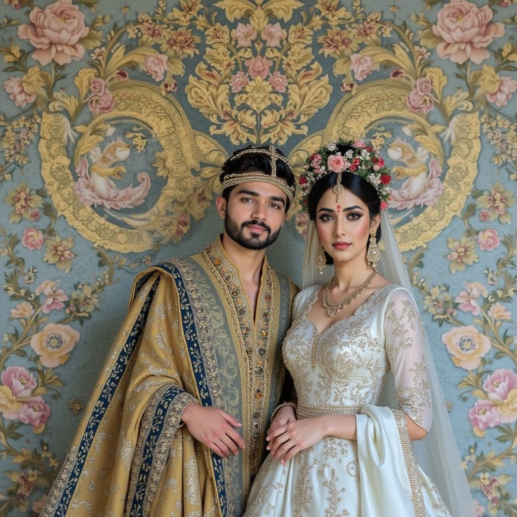 Elegant Bride and Groom in Divine, Gold-Toned Portraiture