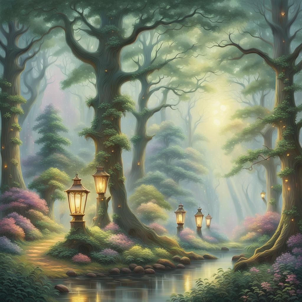 Ethereal Grove in Romantic Realism Style