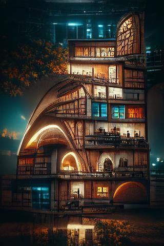 Architectural Cross-section in Matte Painting Style