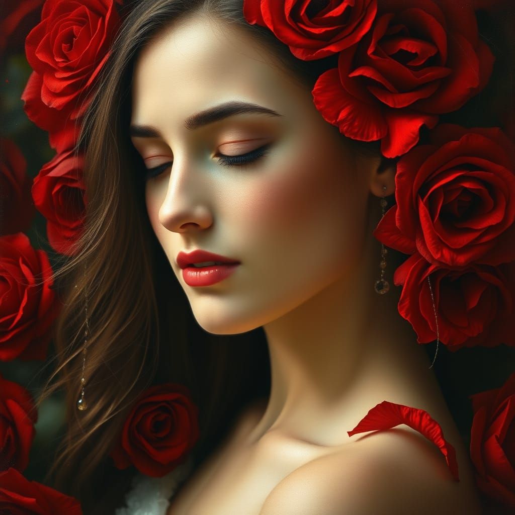 Serene Beauty in a Rose Garden