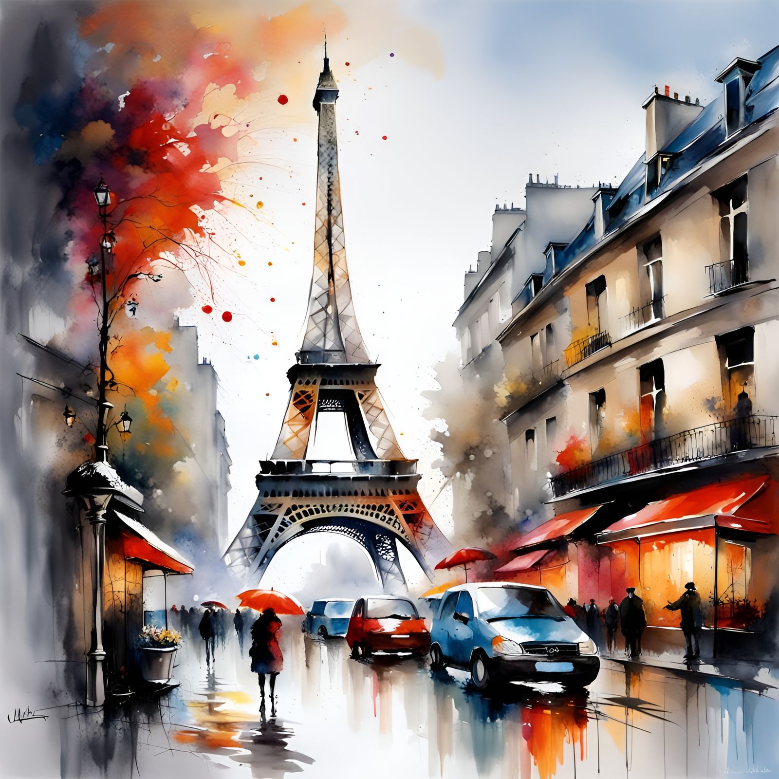 Eiffel Tower in Paris: Watercolor Surrealism