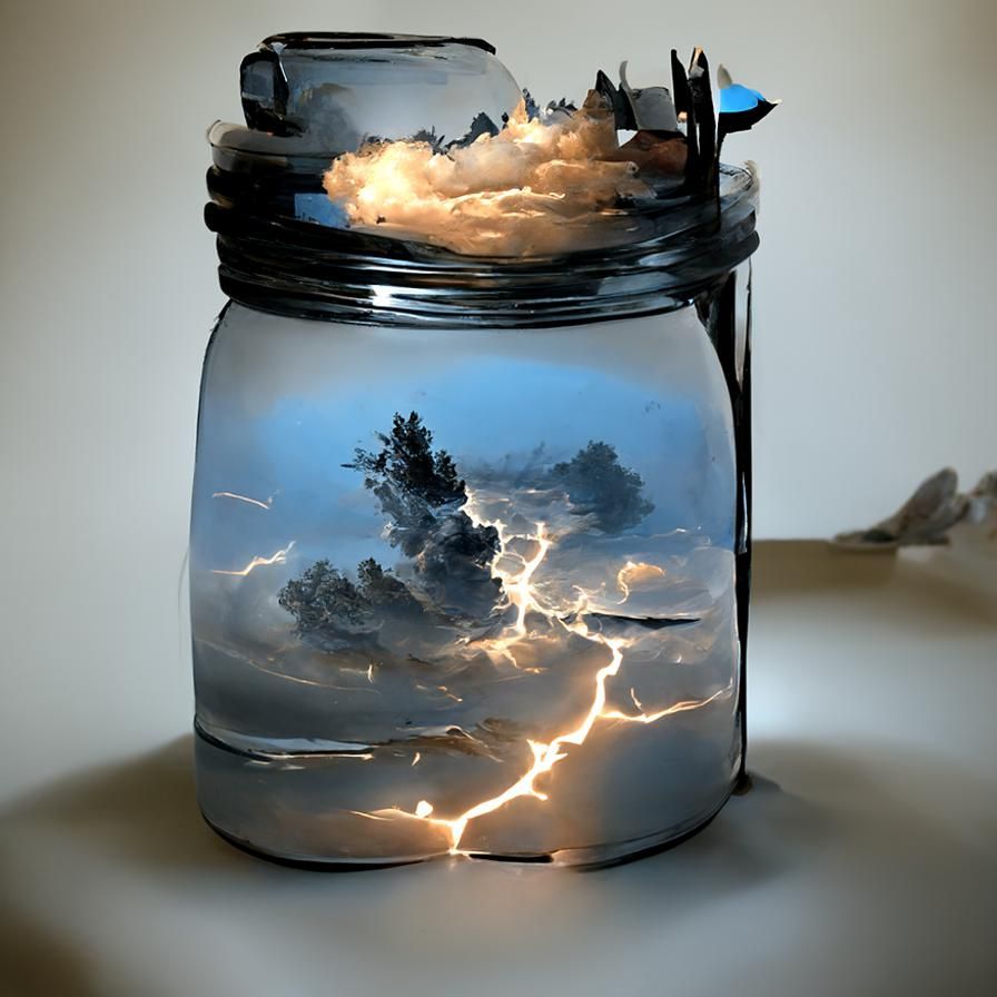 Lightning storm escaping glass jar