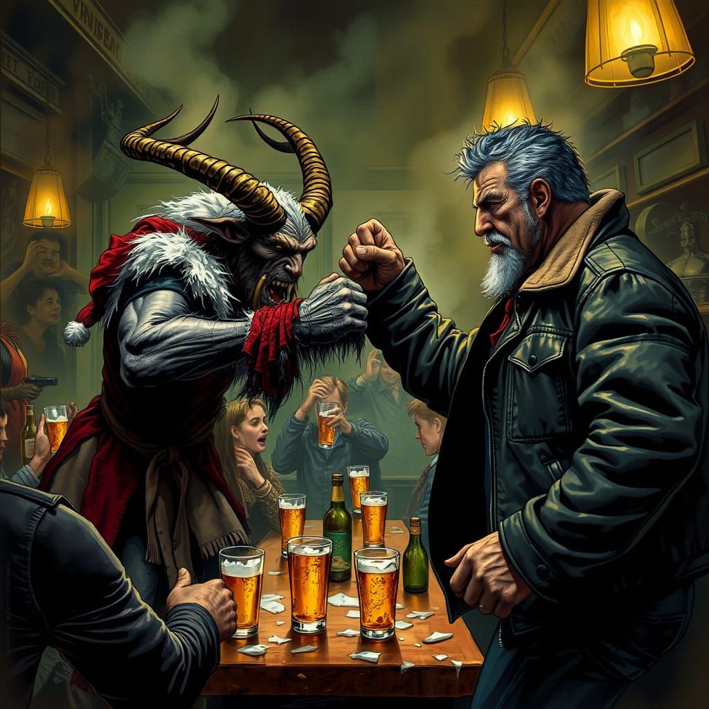 Krampus Battles Steven Seagal in a Gritty Christmas Bar Braw...