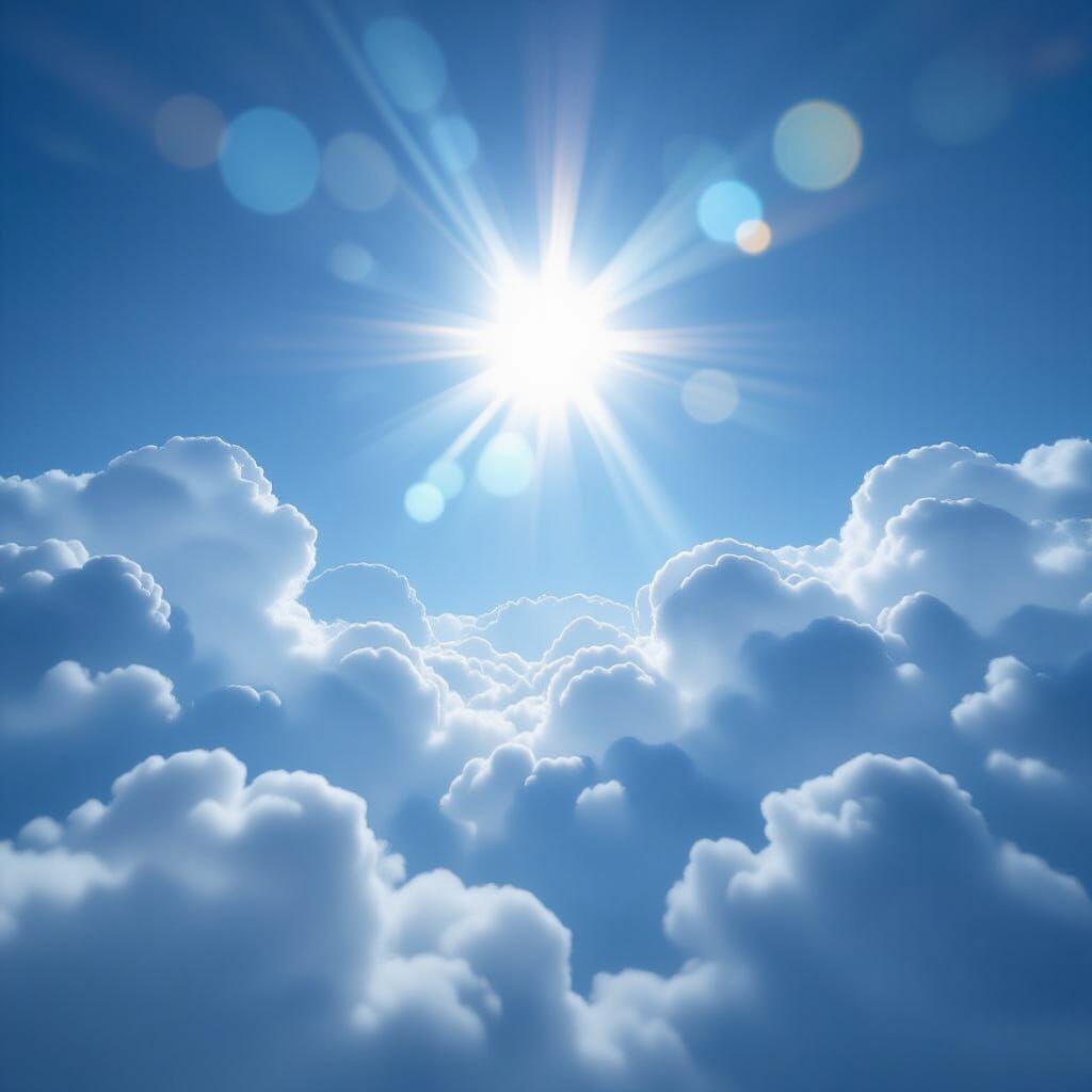 Sapphire Moon Amidst Divine Sunshine and Clouds