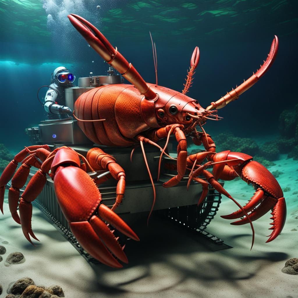 Robot Lobster Piloting a Tank in 4K