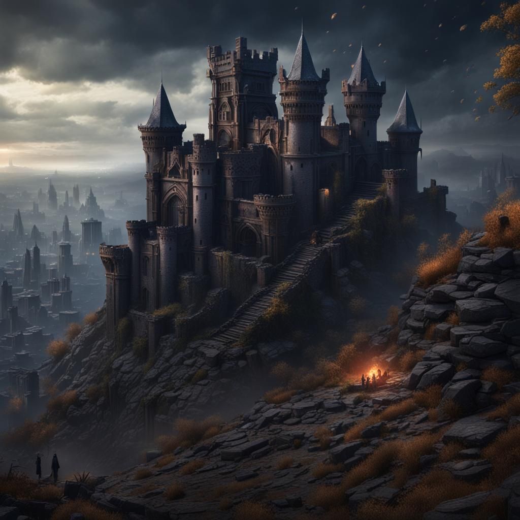 Dark Demon Castle Ruins: Fantasy Concept Art