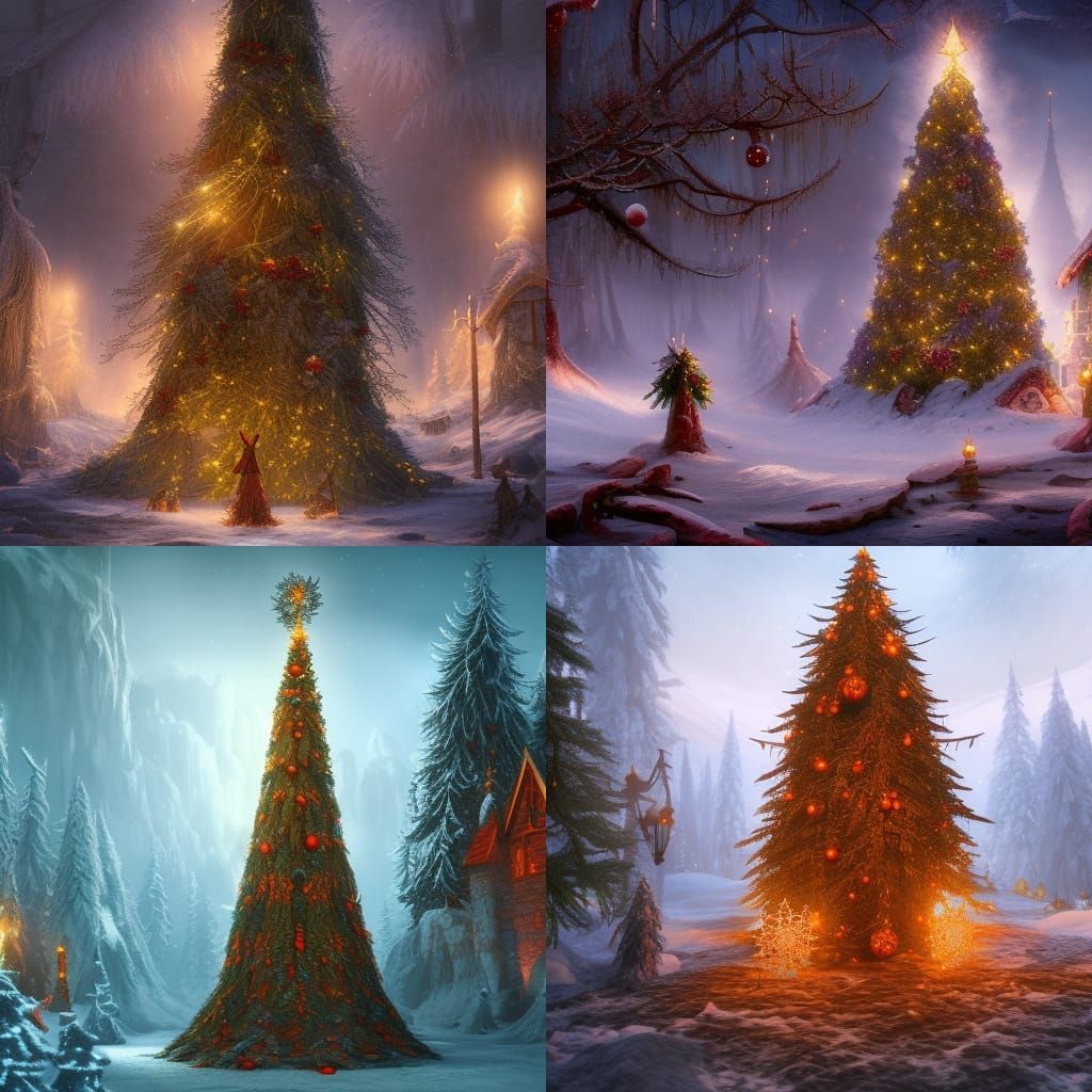 Festive Outdoor Yule Tree Celebration: Matte Painting