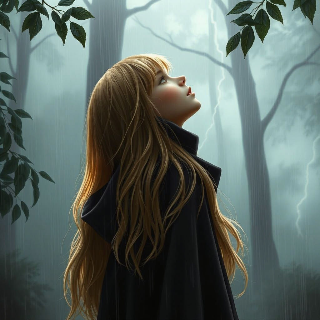 Girl in Rain: Ethereal Fantasy by Thomas Kinkade