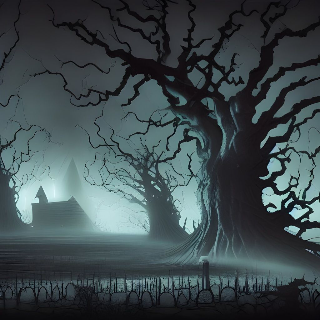 Eerie Landscape with Spinach-like Crosses