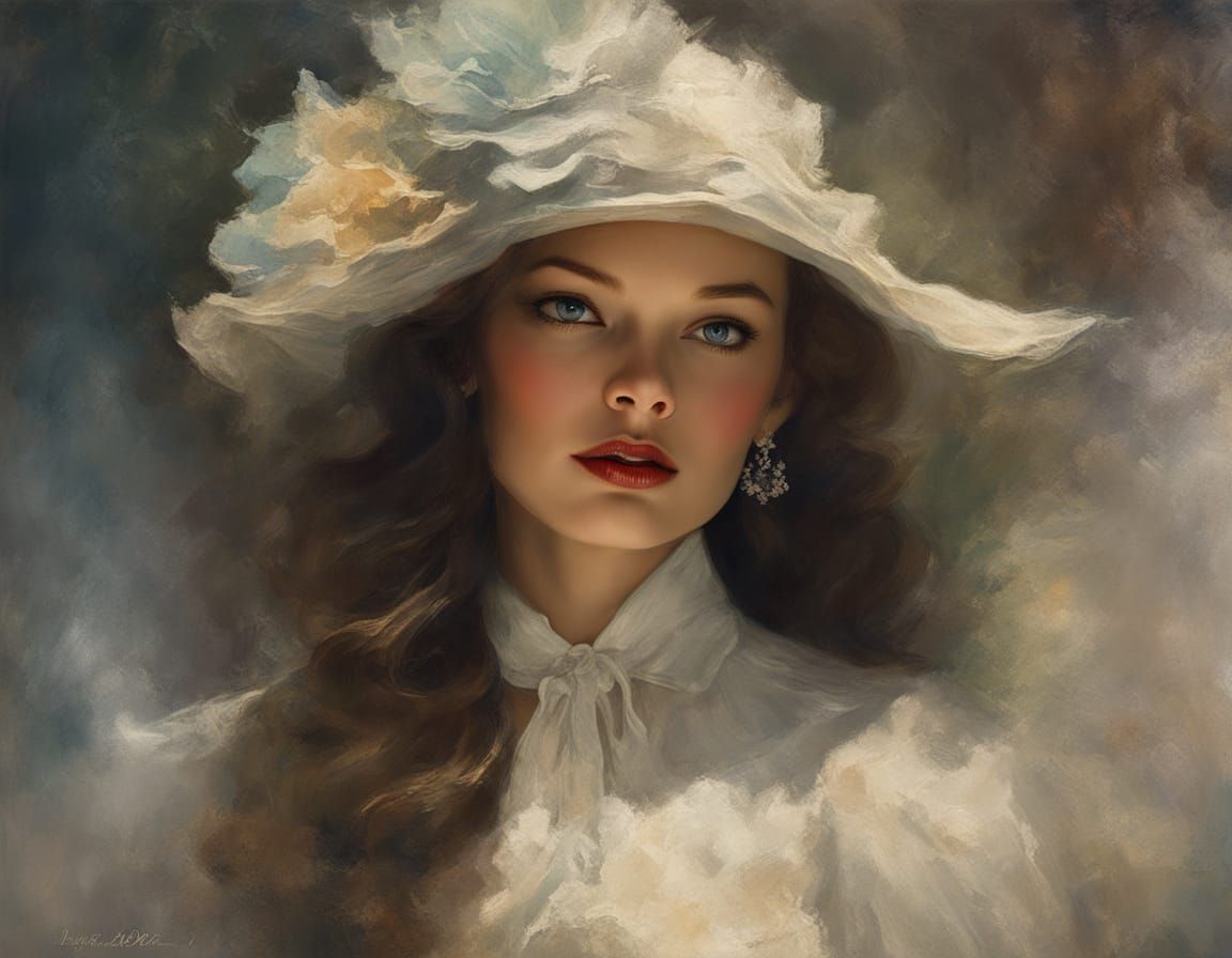 Gene Tierney Portrait in Hyperrealistic Impasto Style