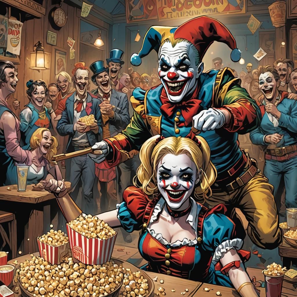 Harley Quinn Watches Clumsy Harlequin Clown
