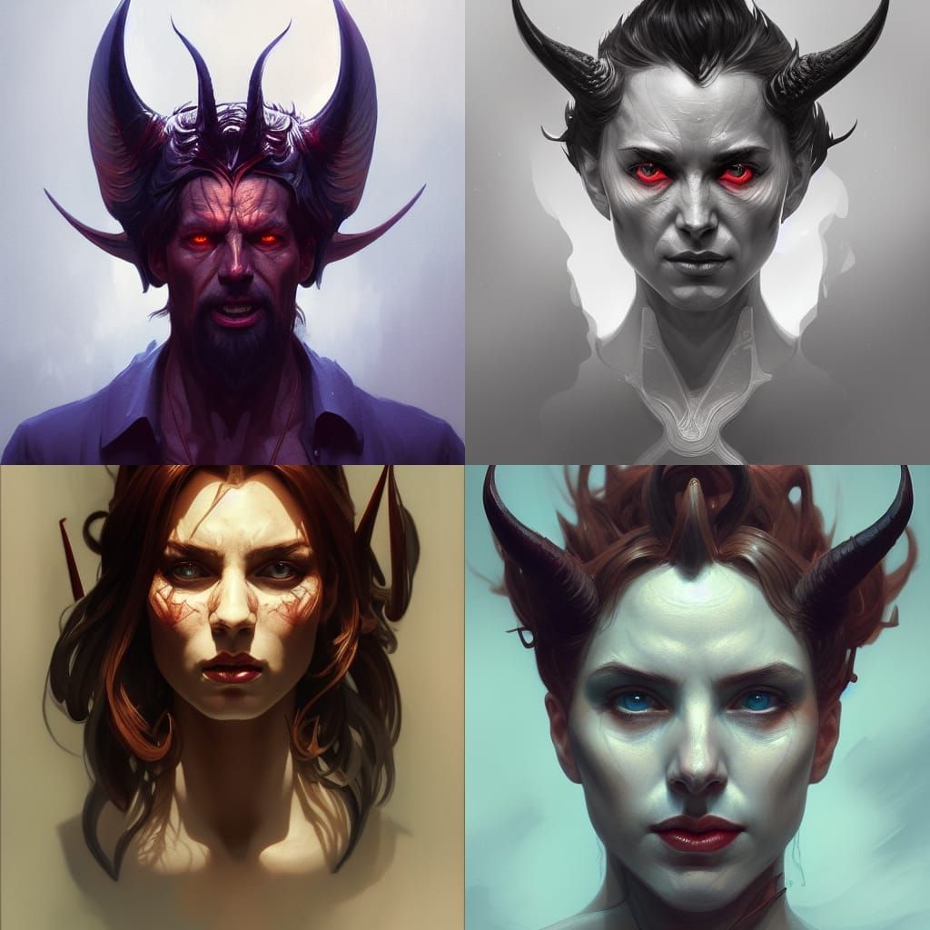 Detailed Portrait of Satan in Hyperrealistic Style