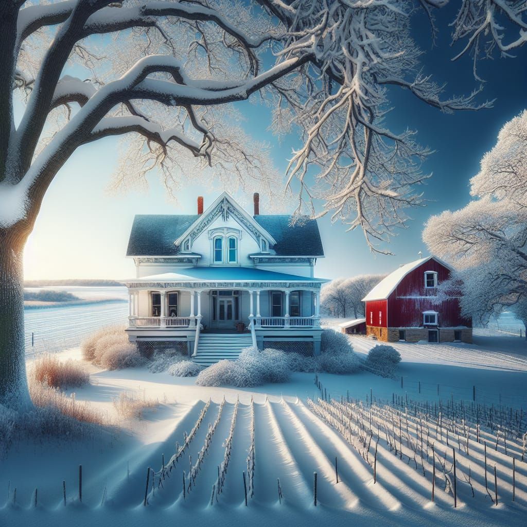 Winter Wonderland Scene in Midwest Landscape