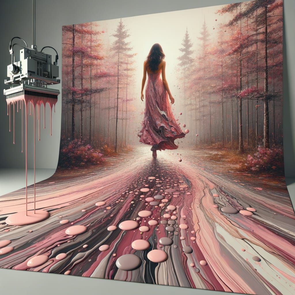 Surreal Woodland Goddess in Abstract Oil Painting