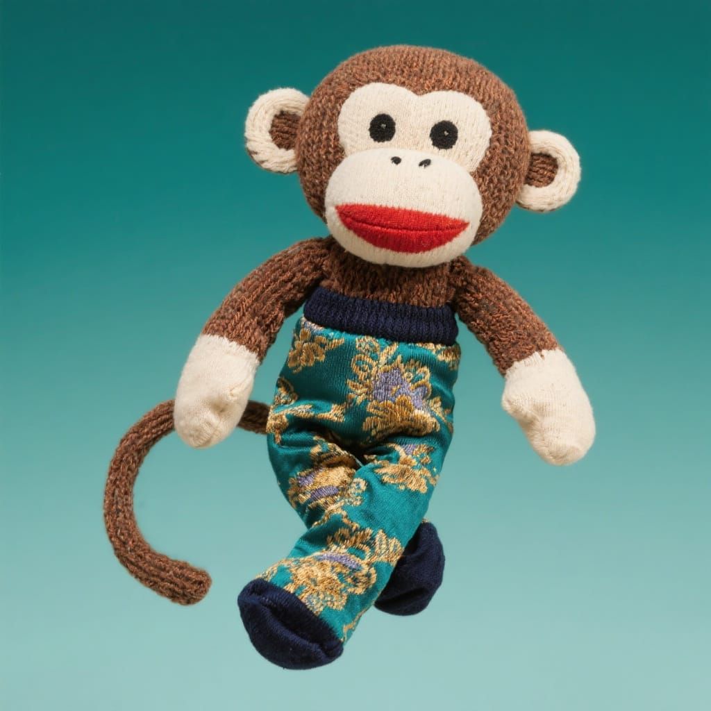 Silk Sock Monkey Art Toy