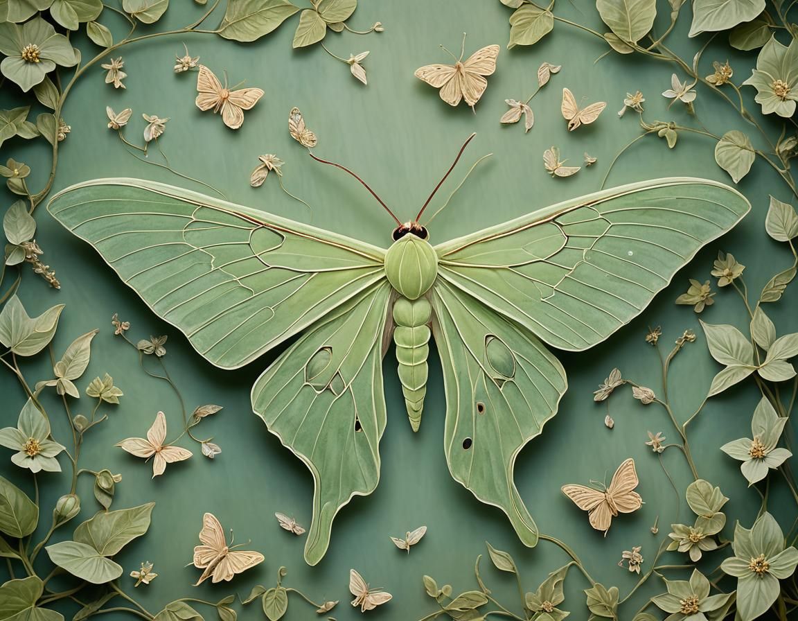 Ethereal Luna Moth Emerges in Twilight