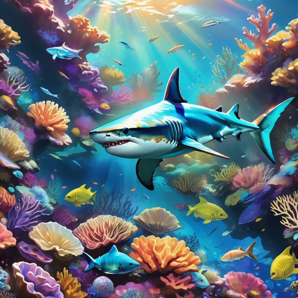 Colorful Shark Swimming Through Coral Reef