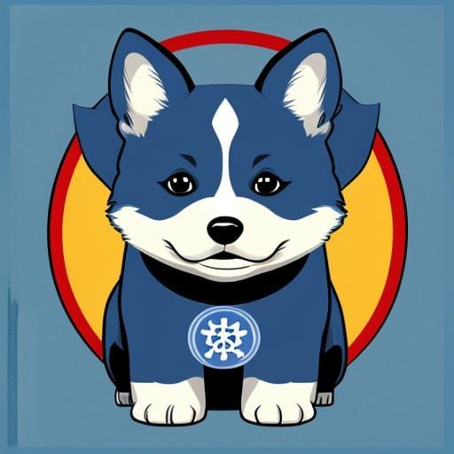 Vibrant Blue Hachiko Waits in Cartoon Pop Art Style