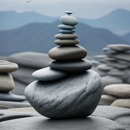 Swirling Stacked Stones Evoke Blowing Wind