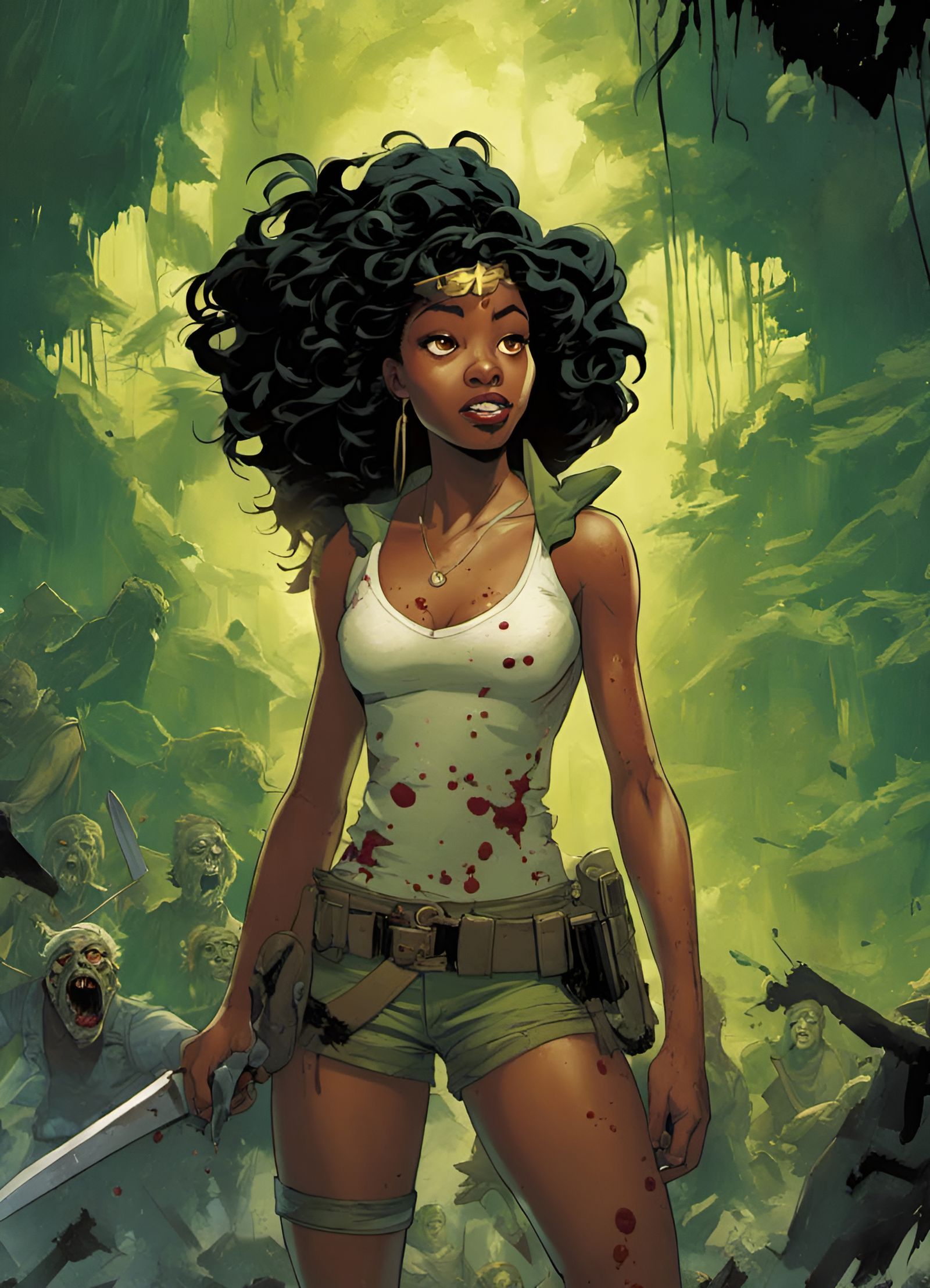 Tiana: Zombie Apocalypse Survivor in Comic Book Art