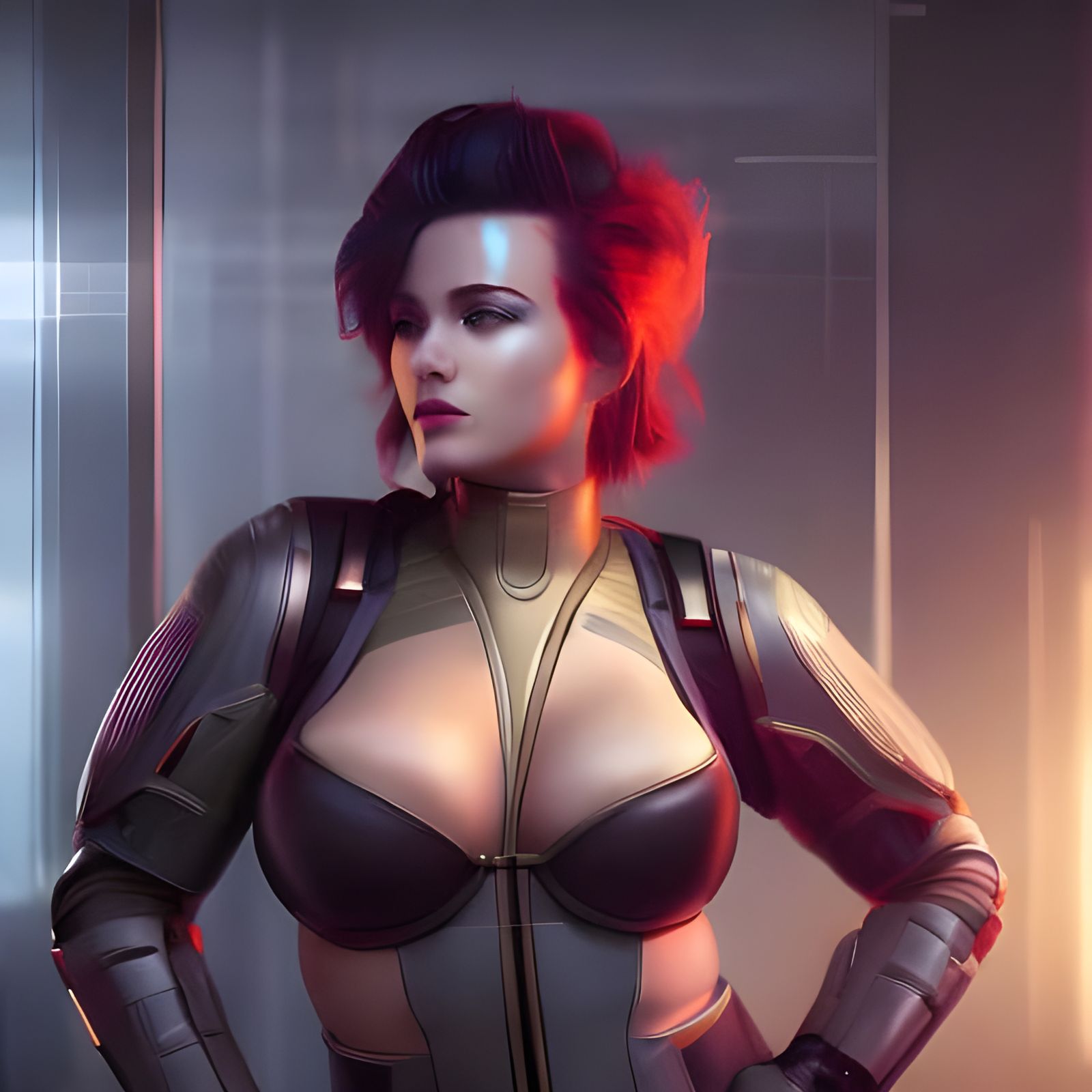 Cyberpunk Girl in Neo-Noir Apartment