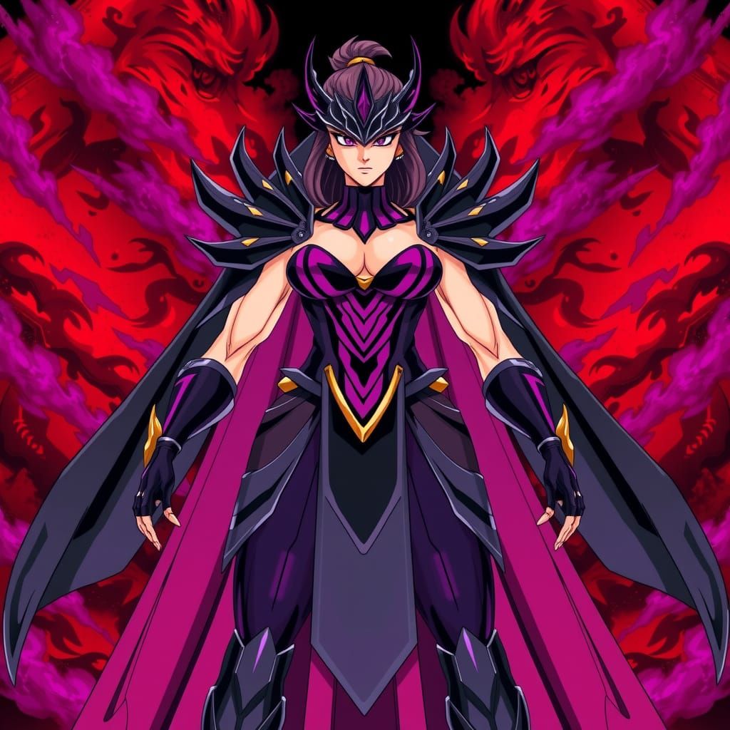 Majestic Female Villain in Epic Dragon Ball Z Art Style