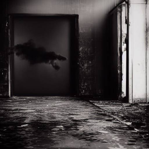 Dramatic Sepia Fog with Explosions in High Contrast Black an...