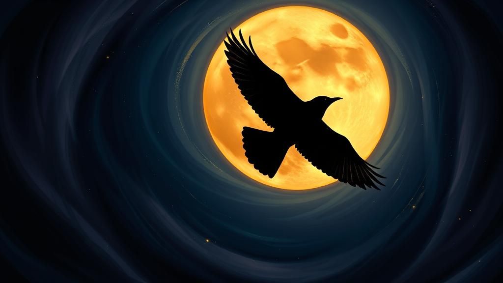 Blackbird Soaring Into Moonlight: Surrealist Dreamscape