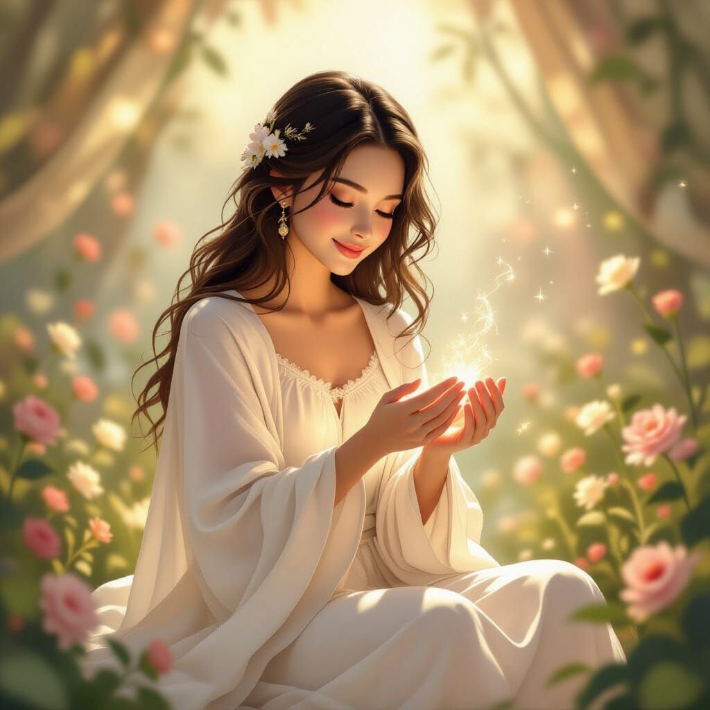 Ethereal Celestine Radiating Light and Kindness