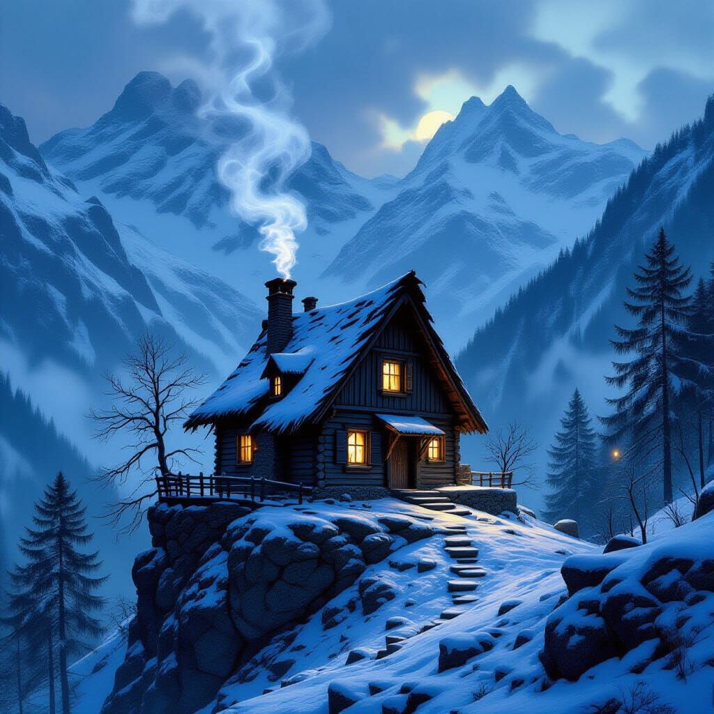 Enchanting Witch Cottage in Snowy Alps