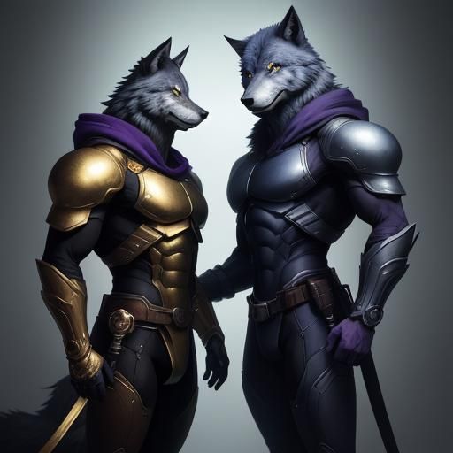 Anthropomorphic Wolves: Anime-Inspired Digital Art