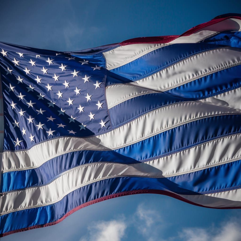 American Flag with Vibrant Blue Stripes
