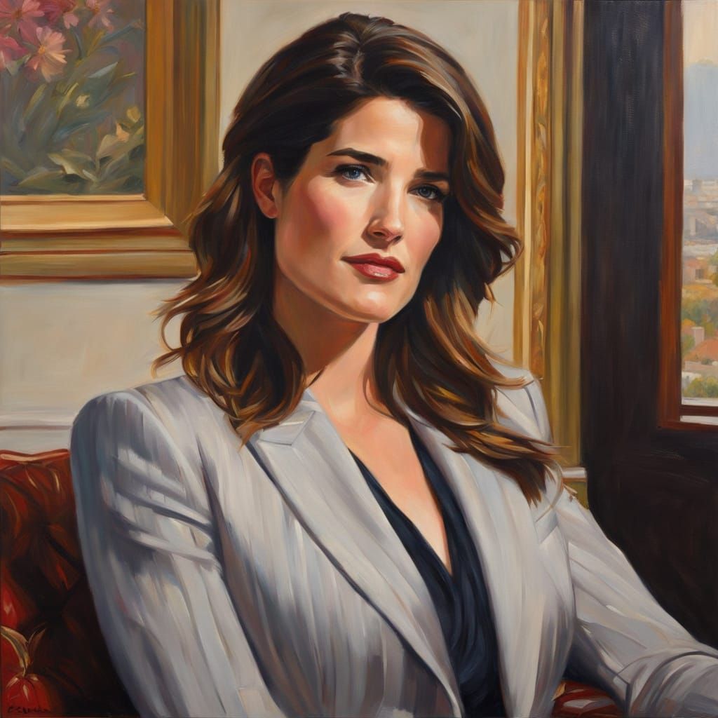 Impressionist Oil Portrait of Cobie Smulders Smoking