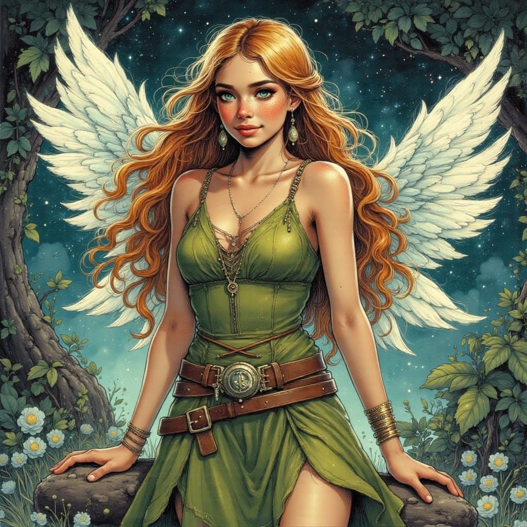 Nesta Archeron as a Glittering, Avian Goddess