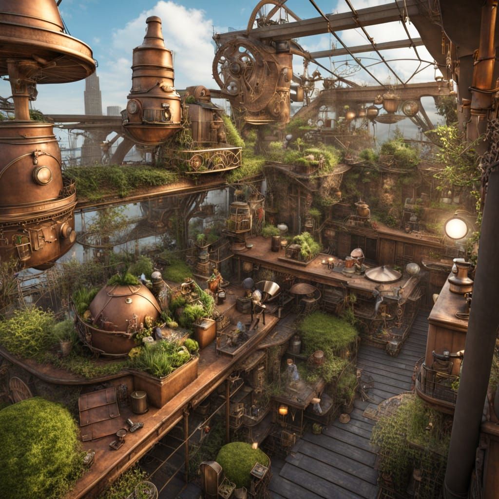 Victorian-Inspired Steampunk Roof Oasis