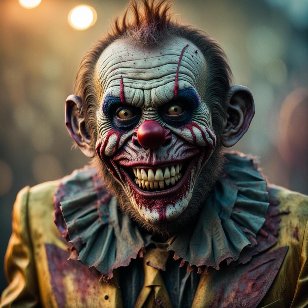 Zombie Monkey Clown Richard Nixon in Cinematic Portrait