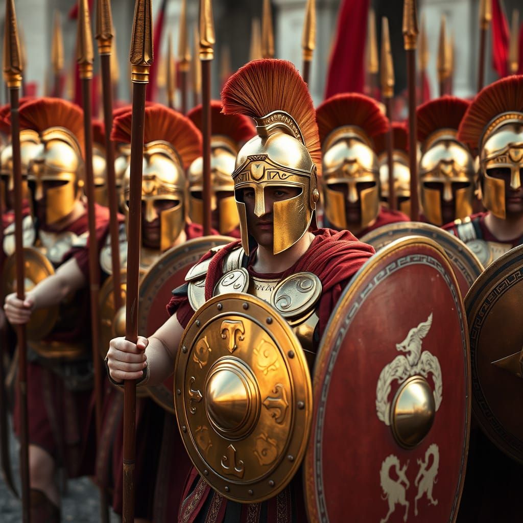 Spartan Hoplites Advance in Dramatic Cinematic Scene